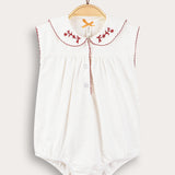 Overalls with floral embroidery - red