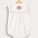 Overalls with floral embroidery - red