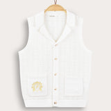 אפודת סריג עם כפתורים - צהוב