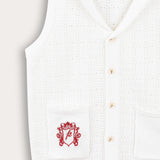 אפודת סריג עם כפתורים - אדום