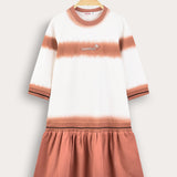 שמלת קומות הדפס בטיק - כתום