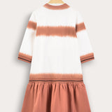 שמלת קומות הדפס בטיק - כתום