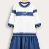 שמלת קומות הדפס בטיק - כחול