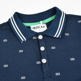 חולצת פולו עם צווארון - נייבי דפוס