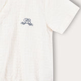 Embroidered wrap top - blue