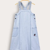 Denim sarafan with pockets - light blue