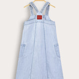 Denim sarafan with pockets - light blue