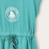 שמלת כיווצים עם שרוך קשירה - ירוק