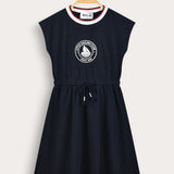 שמלת כיווצים עם שרוך קשירה - נייבי