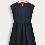 שמלת כיווצים עם שרוך קשירה - נייבי