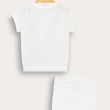 סט בייבי סריג קרושה - שמנת