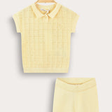 סט בייבי סריג קרושה - צהוב