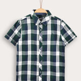 חולצת משבצות עם צווארון - ירוק