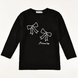 חולצת שרוול 3/4 עם פפיונים - שחור