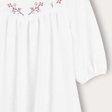 Pleated dress with embroidery - cream