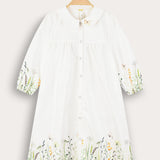 שמלת כפתורים פרחונית - ירוק