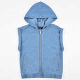 וסט ג'ינס עם קפוצ'ון - כחול