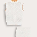 סט בייבי סריג - שמנת