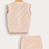 סט בייבי סריג - ורוד