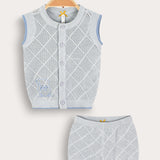 סט בייבי סריג - תכלת