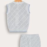 סט בייבי סריג - תכלת