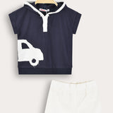 סט בייבי עם קפוצ'ון - נייבי