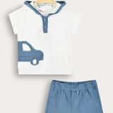 סט בייבי עם קפוצ'ון - שמנת