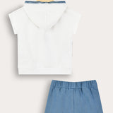 סט בייבי עם קפוצ'ון - שמנת