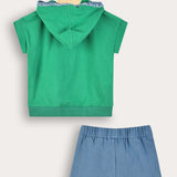 סט בייבי עם קפוצ'ון - ירוק