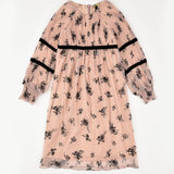 Tulle dress with flock - beige