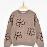 Sweater with flowers - beige