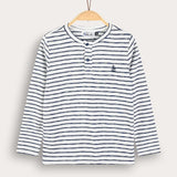 Striped shirt with ship embroidery - blue