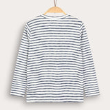 Striped shirt with ship embroidery - blue