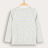 Striped shirt with ship embroidery - yellow