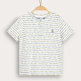 Striped shirt with ship embroidery - yellow