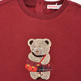 חולצת פוטר עם דובי - בורדו