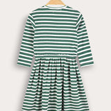 Striped dress - green+navy