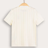 Rivet shirt with embroidery - cream