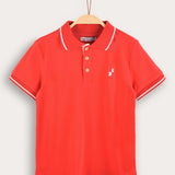 Polo shirt with collar - red