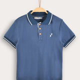 Polo shirt with collar - blue
