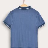 Polo shirt with collar - blue