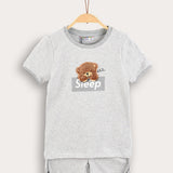 Striped and Bear Pajamas - Gray