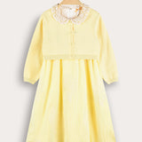 שמלת פסים בשילוב קרדיגן - צהוב