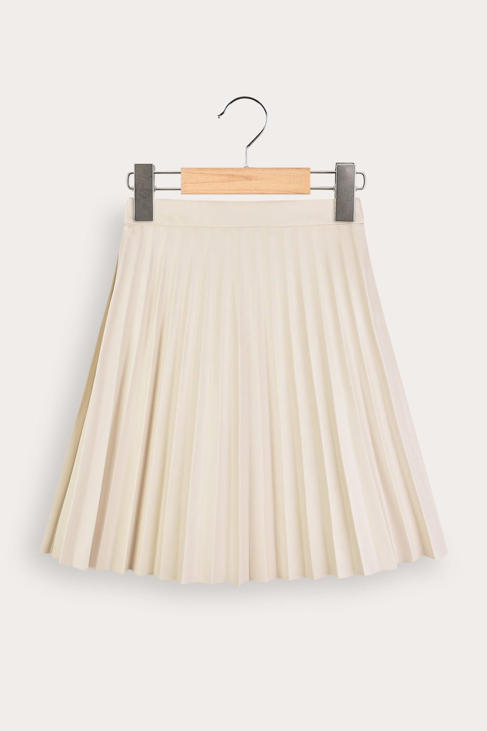 חצאית עור פליסה מיני - בז׳ | בנות | מלאנז' | תמונה 1