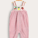 אוברול בייבי בשילוב סריג - אדום