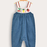 אוברול בייבי בשילוב סריג - כחול