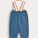 אוברול בייבי בשילוב סריג - כחול