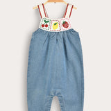 אוברול בייבי בשילוב סריג - תכלת