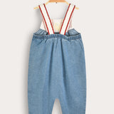 אוברול בייבי בשילוב סריג - תכלת