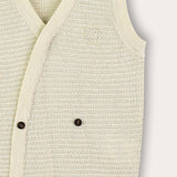 Knitted vest with crochet - green